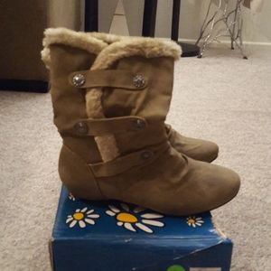 Faux suede tan boots